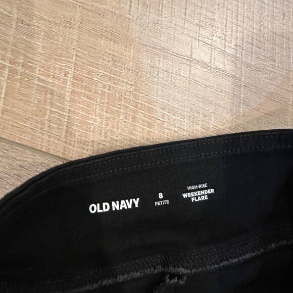 OLD NAVY WOMENS BLACK HIGH RISE WEEKENDER FLARE PANTS NEW 8 PETITE - Picture 8 of 10